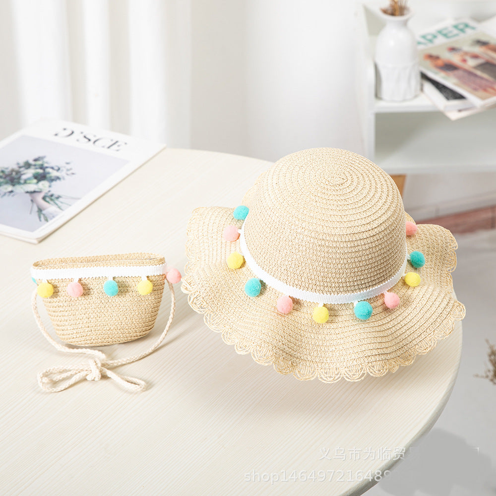 Straw hat and bag set