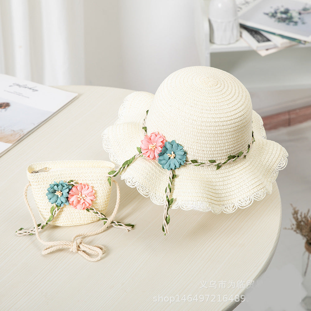 Straw hat and bag set