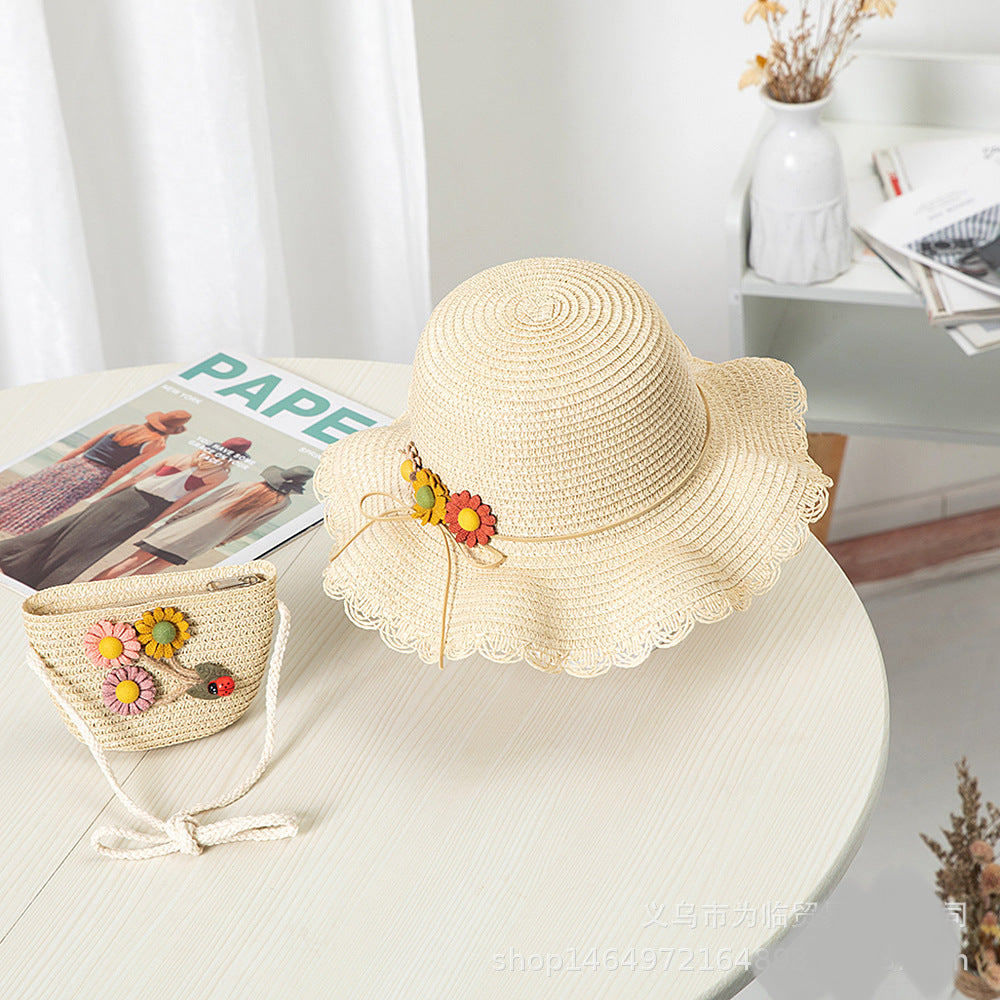 Straw hat and bag set