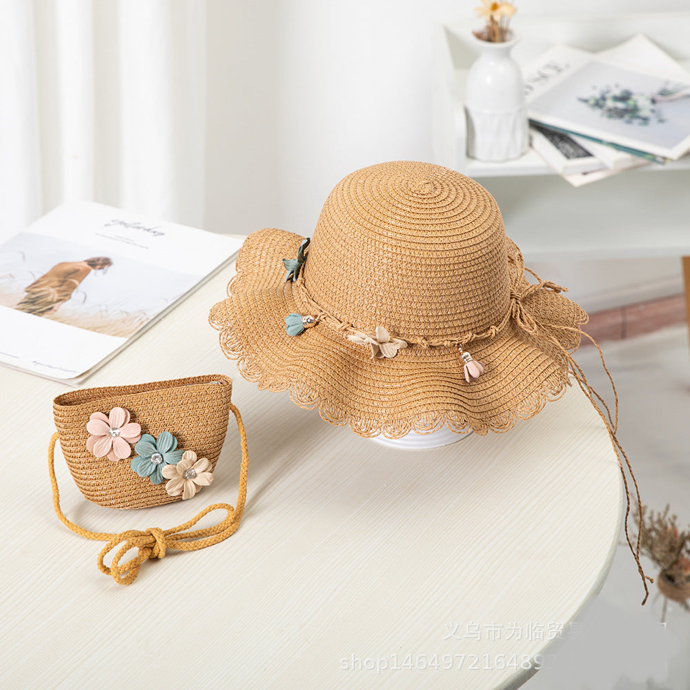 Straw hat and bag set