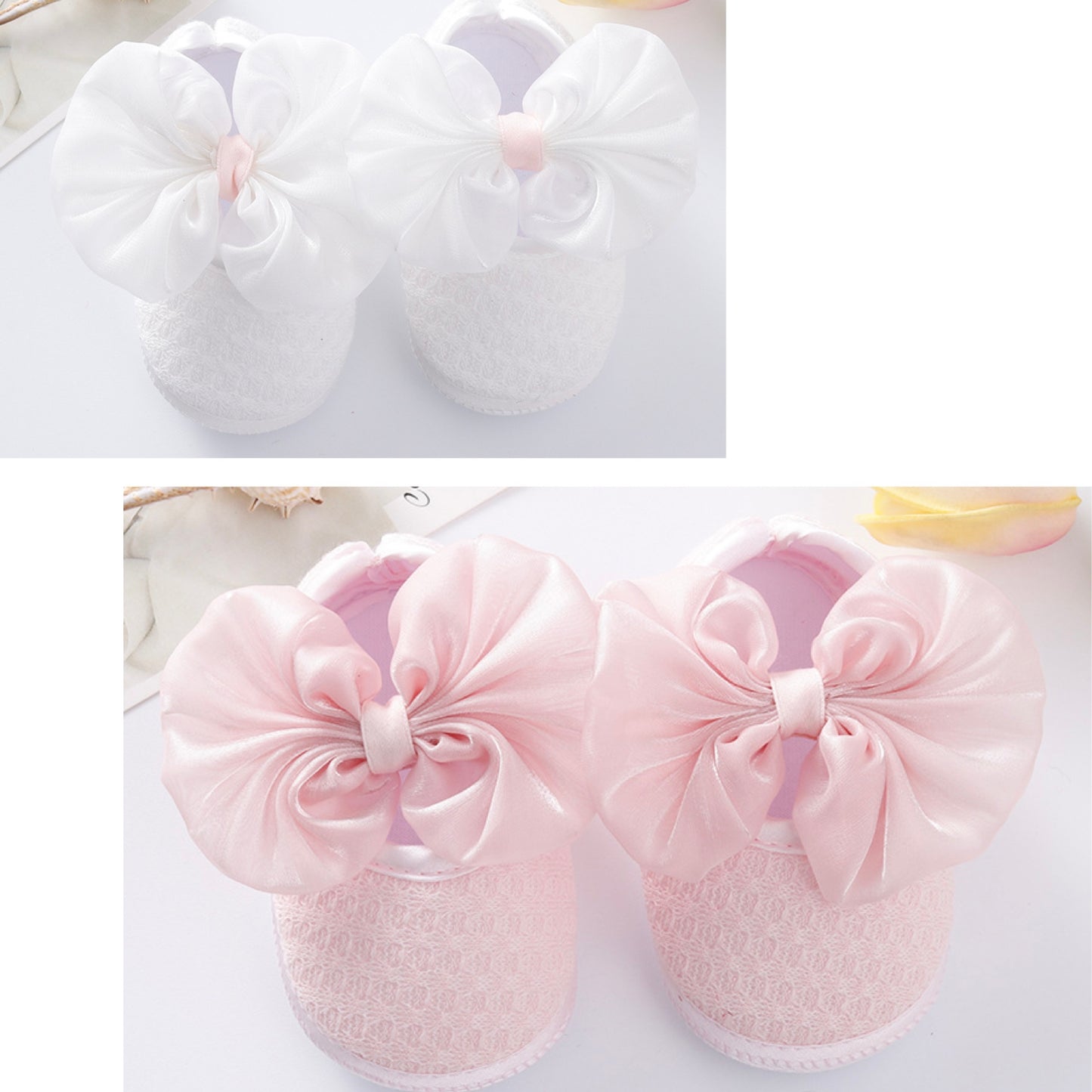 baby pre-walker shoes - satin bow knot