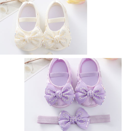 Baby pre walker shoes bow knot and headband Set 2 color