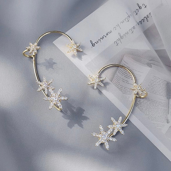 Niche Design Ear Hanging Earrings Ear Clip Female New Trendy No-ear Pierced Ear Bone Clip Earring Wizard - snow flake