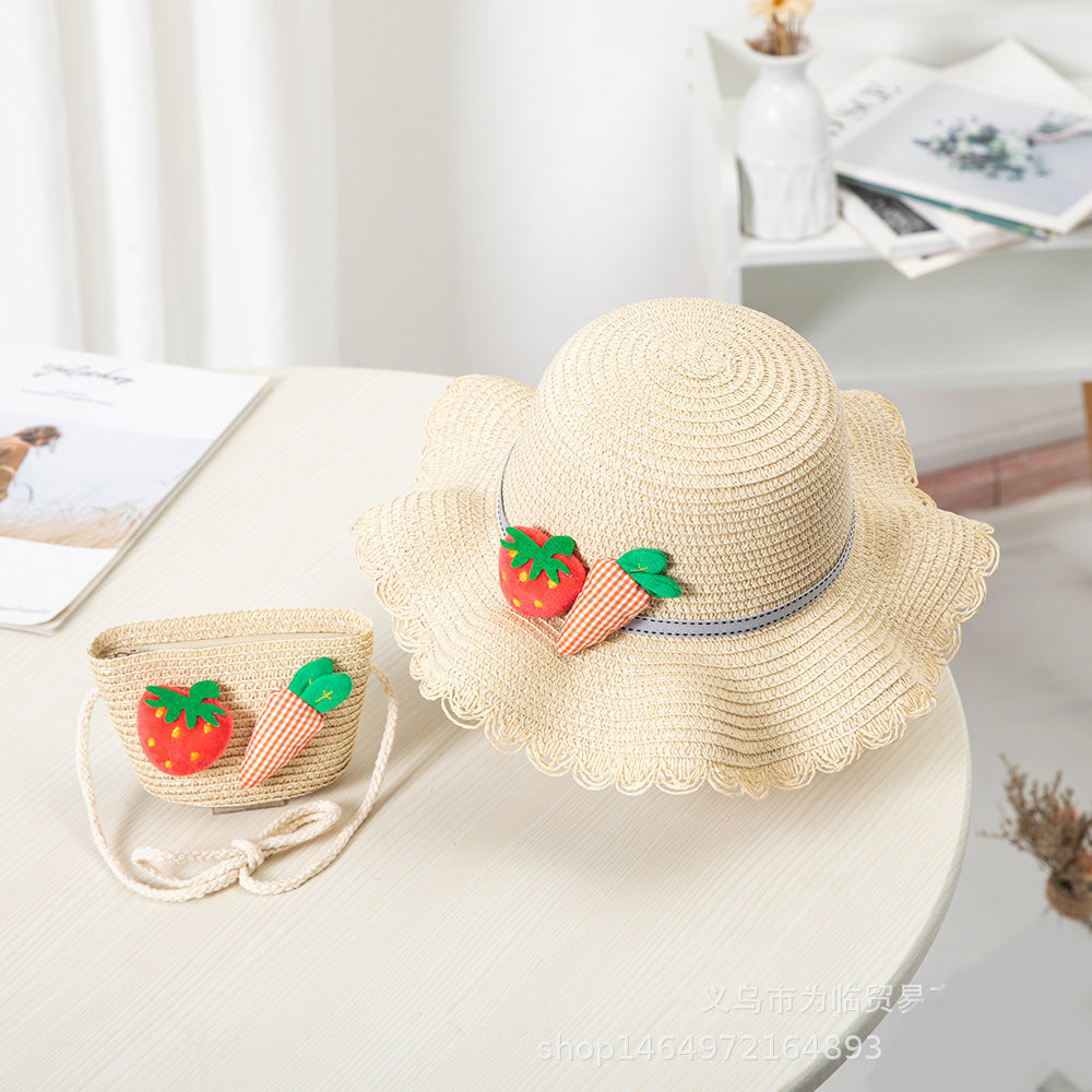 Straw hat and bag set