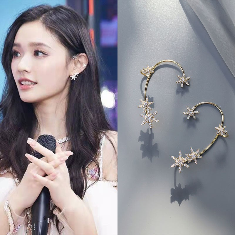 Niche Design Ear Hanging Earrings Ear Clip Female New Trendy No-ear Pierced Ear Bone Clip Earring Wizard - snow flake