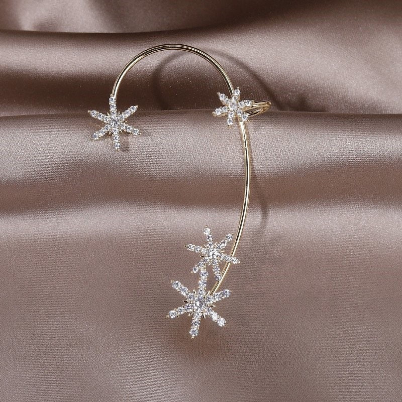 Niche Design Ear Hanging Earrings Ear Clip Female New Trendy No-ear Pierced Ear Bone Clip Earring Wizard - snow flake