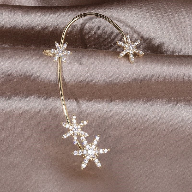 Niche Design Ear Hanging Earrings Ear Clip Female New Trendy No-ear Pierced Ear Bone Clip Earring Wizard - snow flake