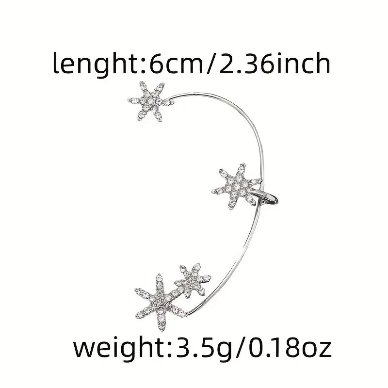 Niche Design Ear Hanging Earrings Ear Clip Female New Trendy No-ear Pierced Ear Bone Clip Earring Wizard - snow flake