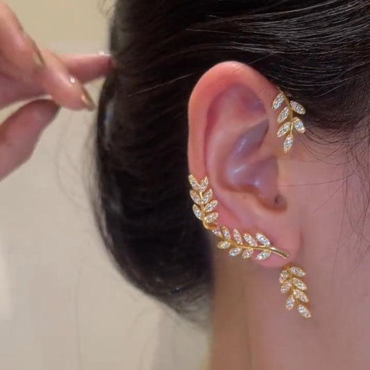 Ear Hanging Earrings Ear Clip Female New Trendy No-ear Pierced Ear Bone Clip Earring Wizard - leaves