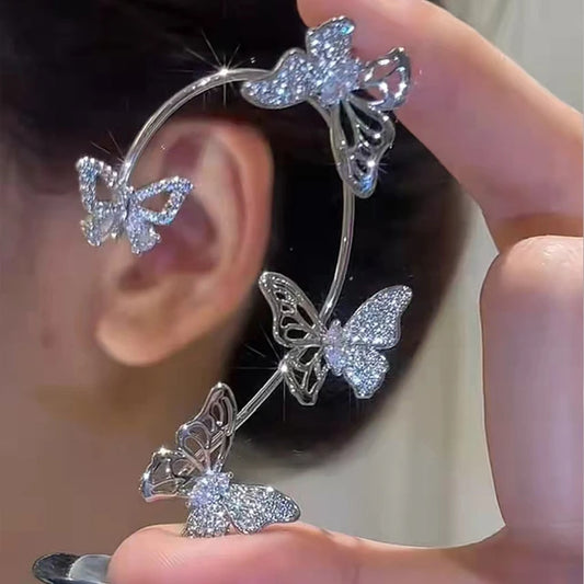 Ear Hanging Earrings Ear Clip No-ear Pierced - hollow butterfly