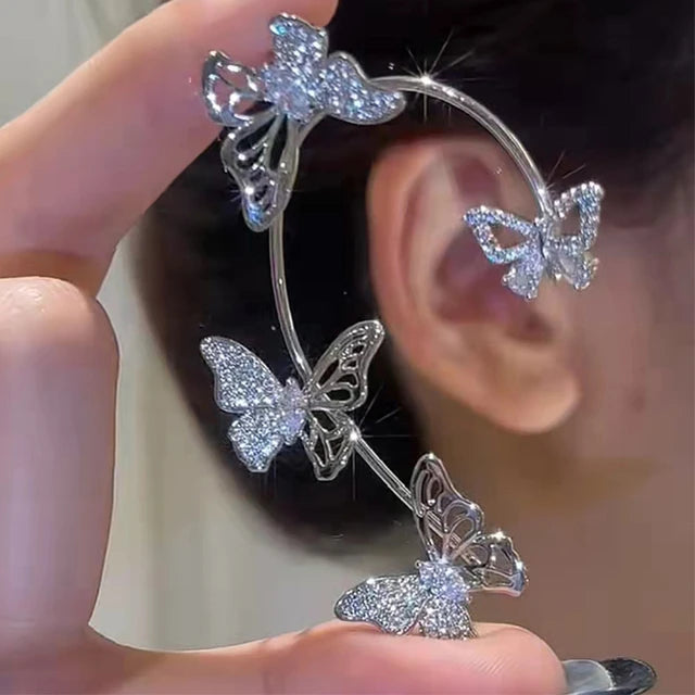 Ear Hanging Earrings Ear Clip No-ear Pierced - hollow butterfly