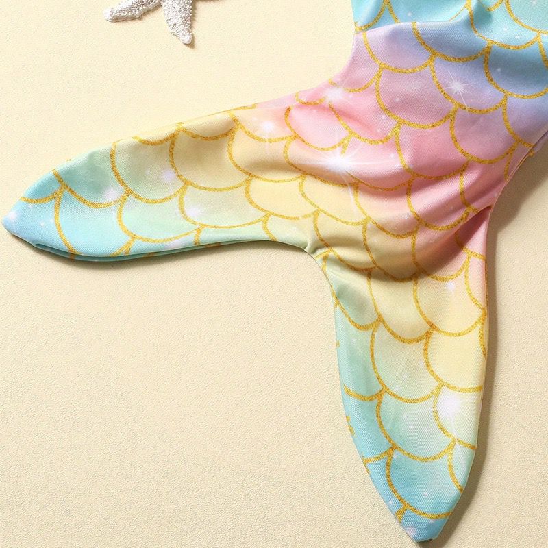 2 pieces set Mermaid outfit + headband for newborn baby yellow color