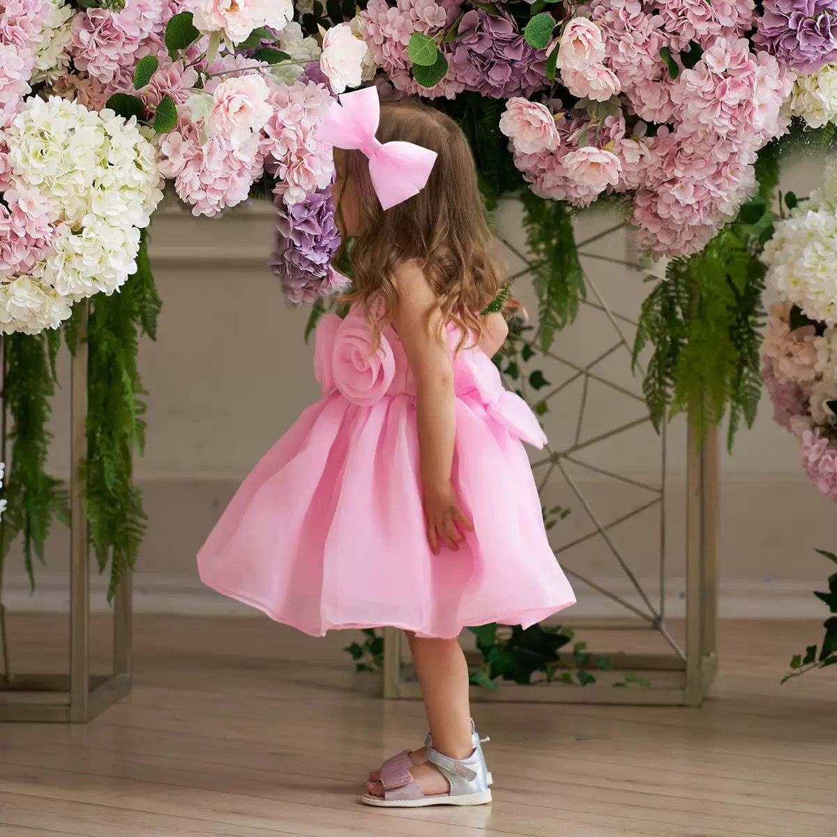 2 pcs set Elegant Princess dress with roses +  headband 2 color