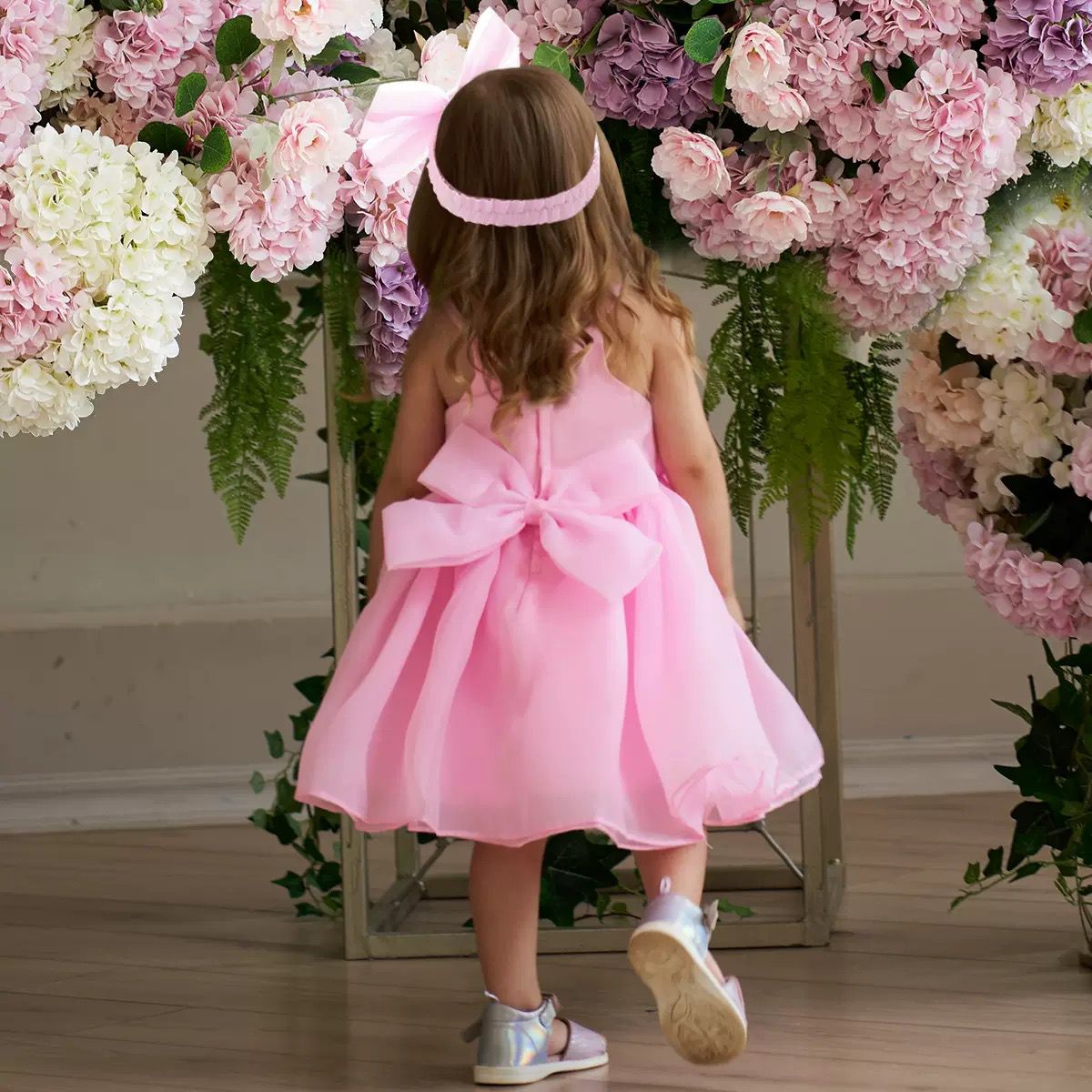2 pcs set Elegant Princess dress with roses +  headband 2 color