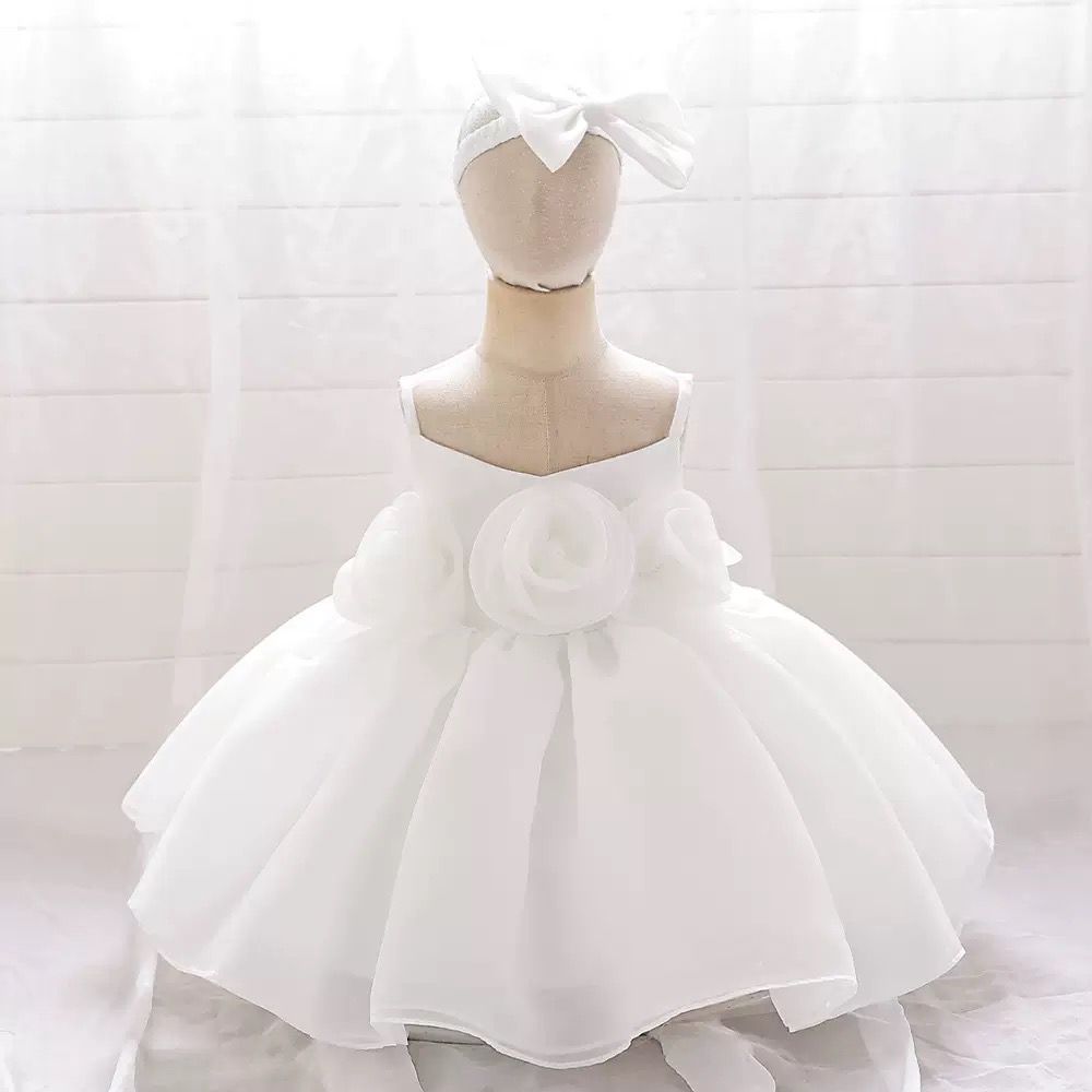 2 pcs set Elegant Princess dress with roses +  headband 2 color
