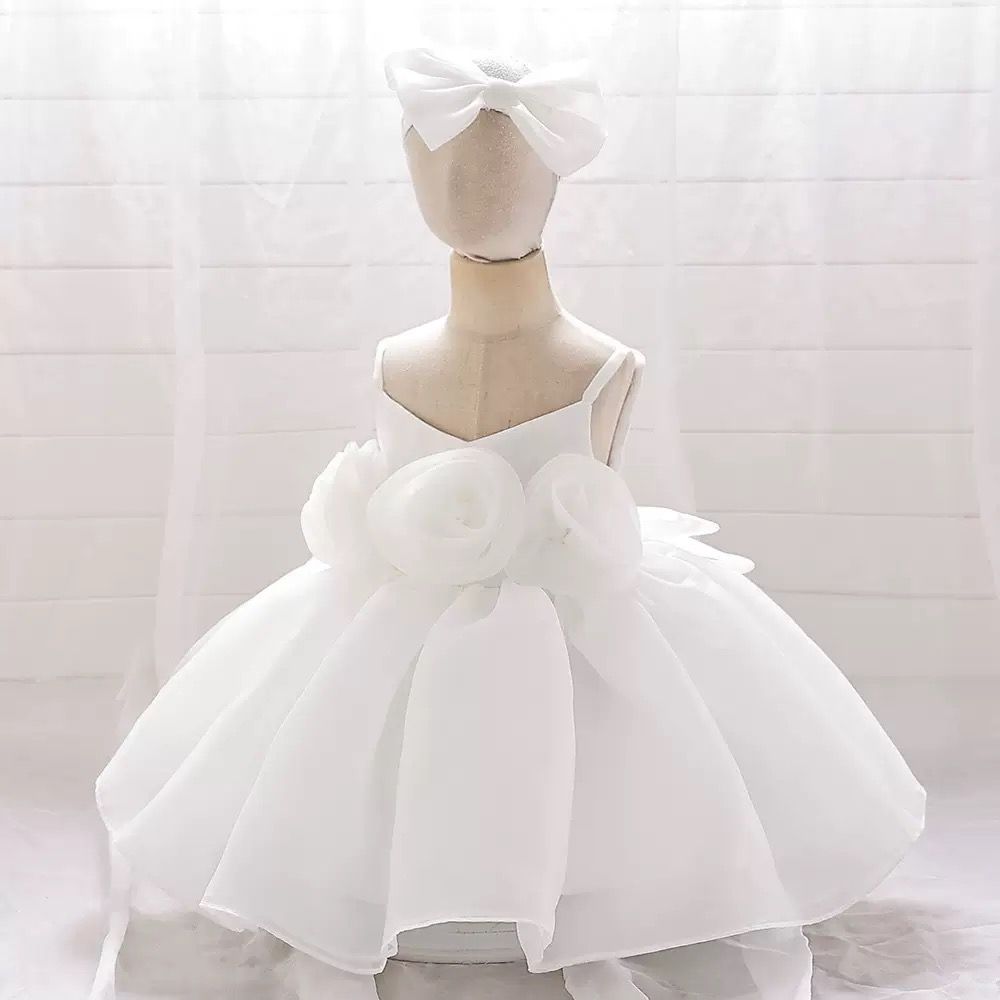 2 pcs set Elegant Princess dress with roses +  headband 2 color