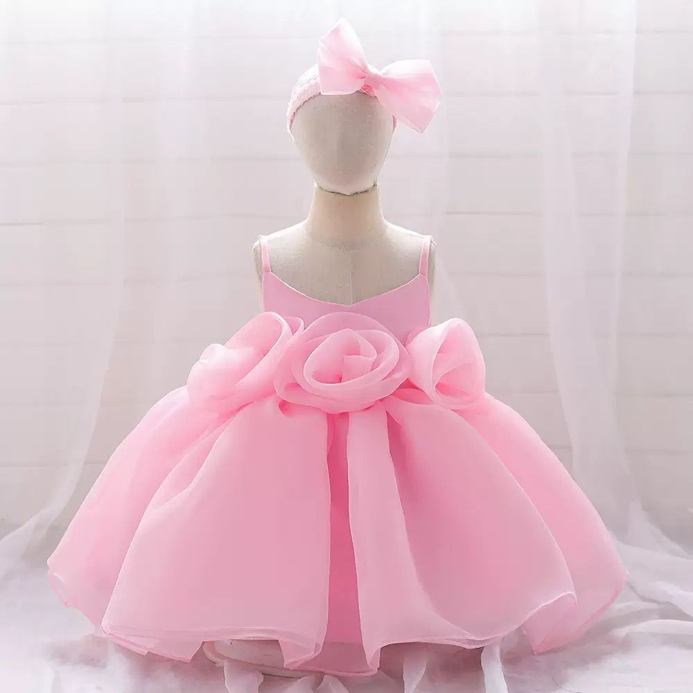 2 pcs set Elegant Princess dress with roses +  headband 2 color