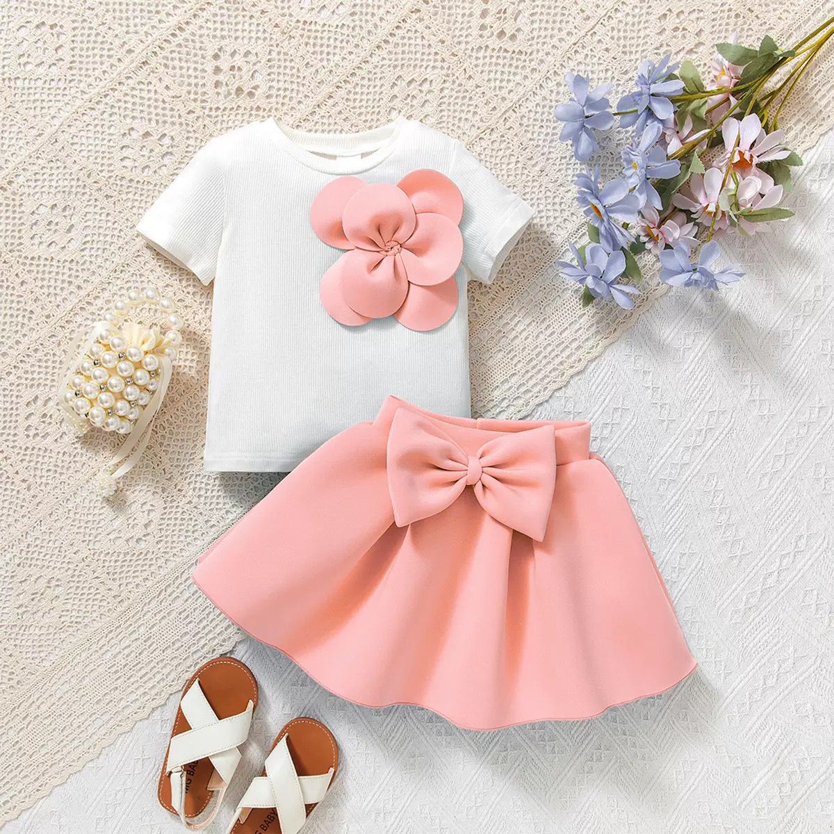 2pcs cotton set T-shirt + skirt .