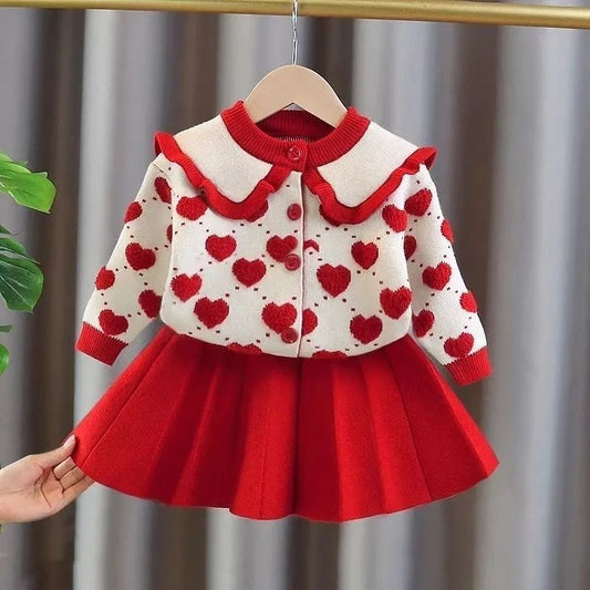 Set of 2pcs knitted jacket + skirt .