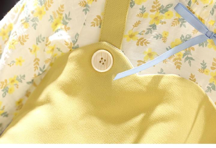Floral long sleeve dress lemon yellow color