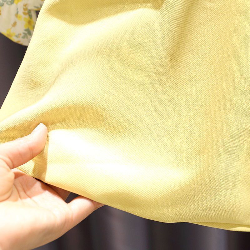 Floral long sleeve dress lemon yellow color