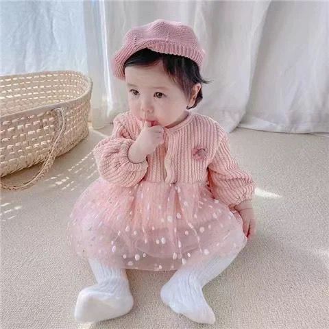 Long sleeve baby romper dress
