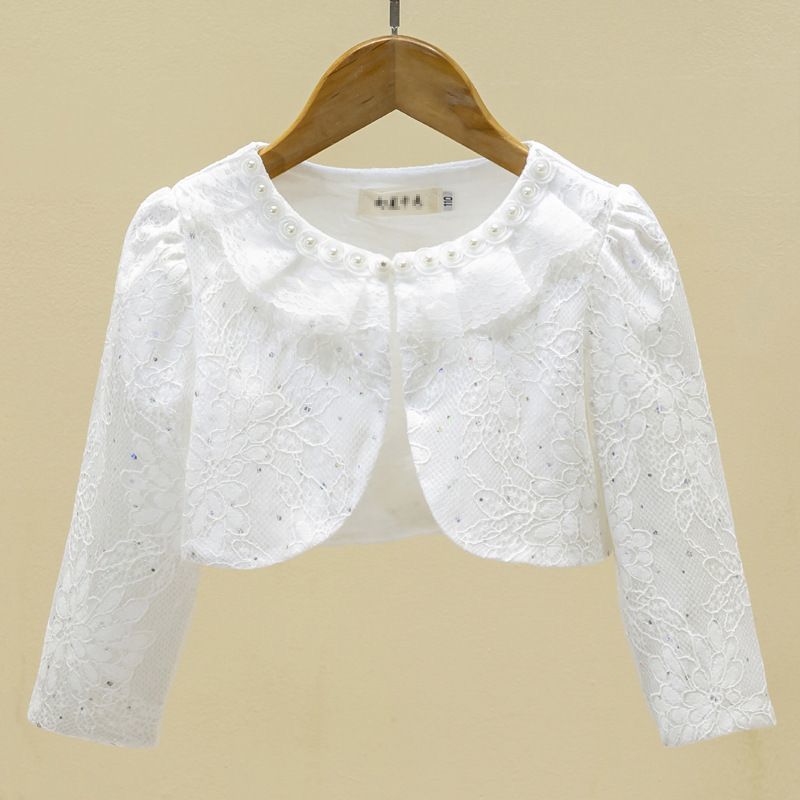 long sleeve Cardigan jacket white with pearls