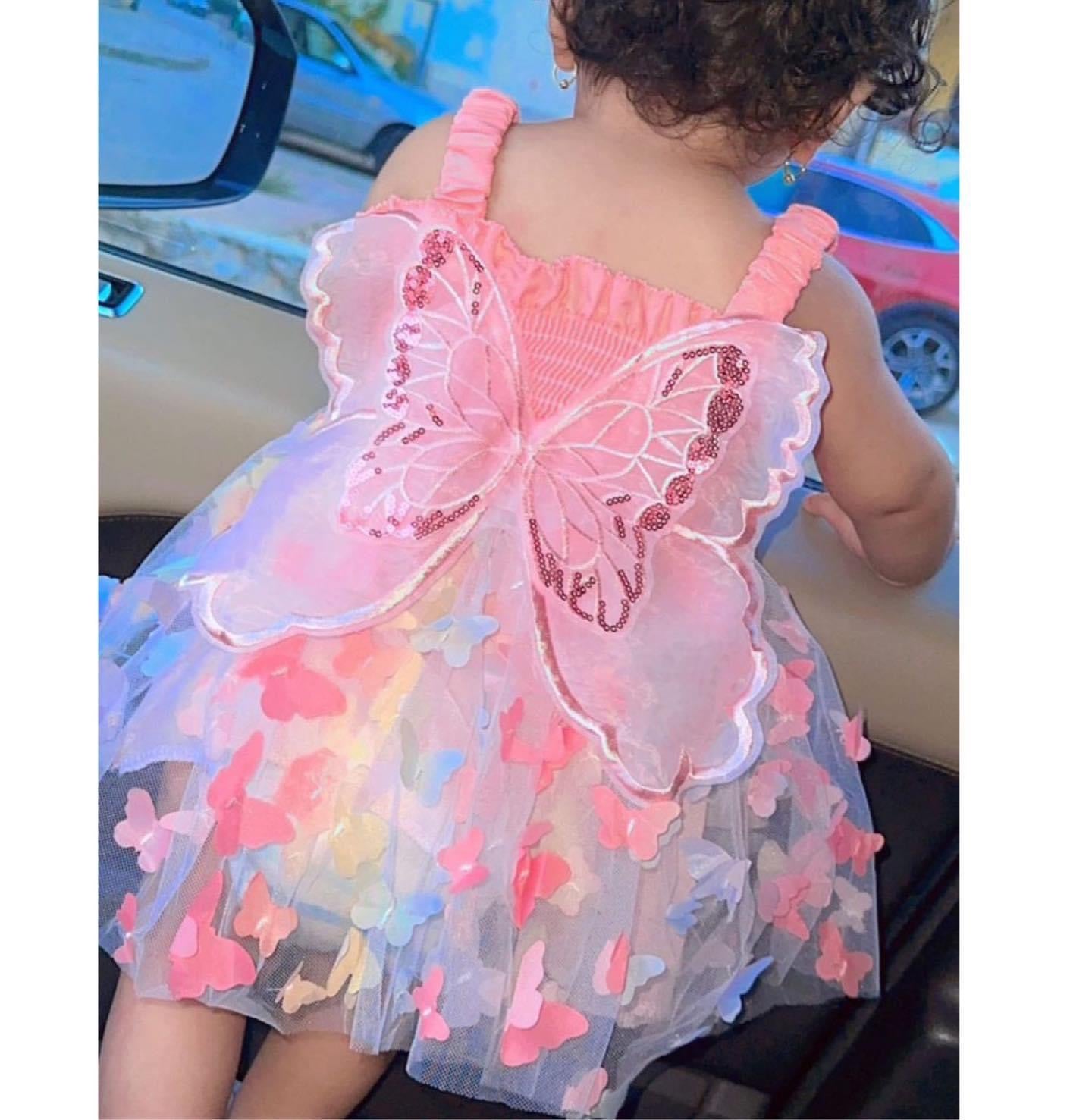 3D butterfly baby dress rainbow