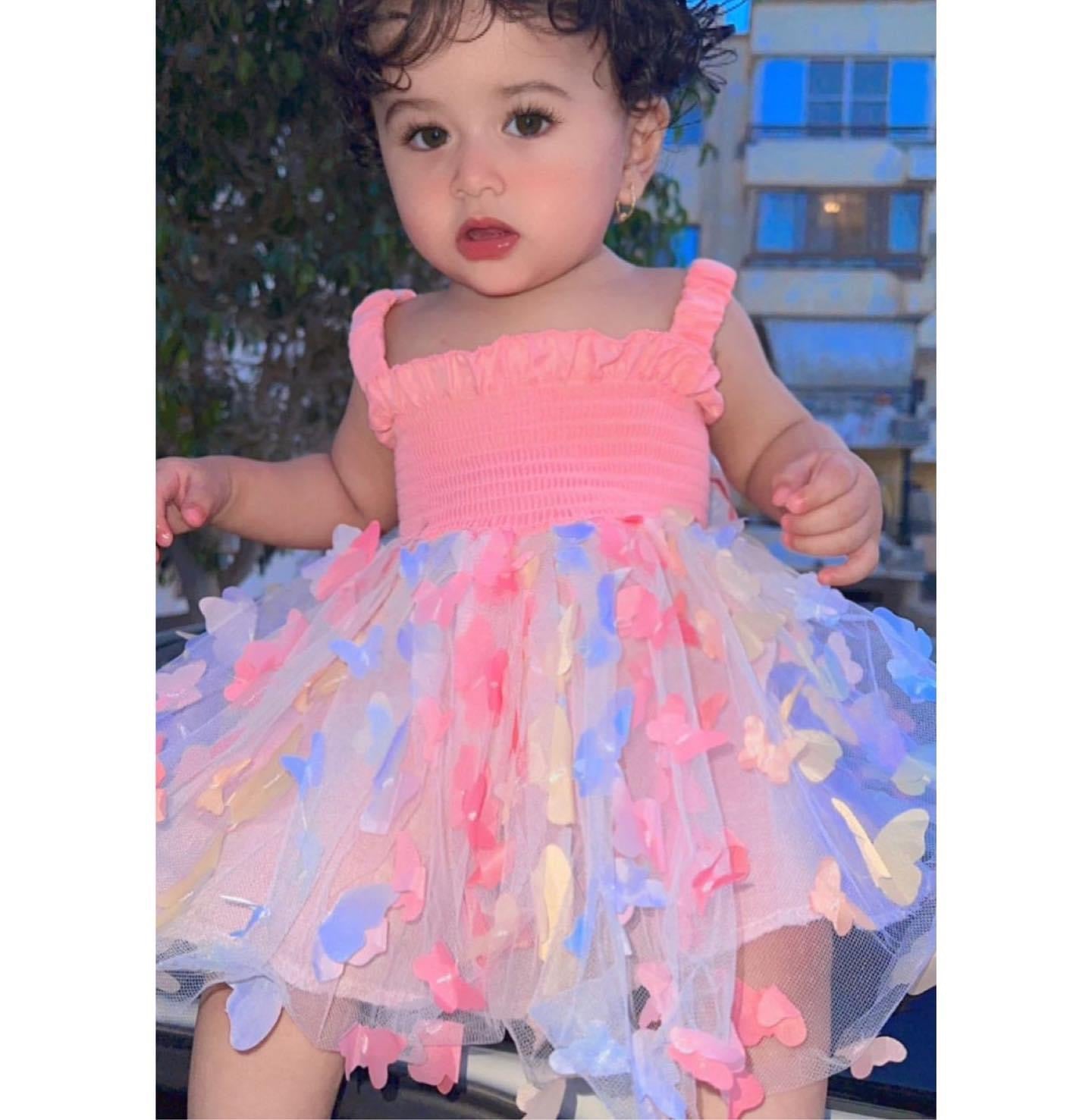 3D butterfly baby dress rainbow