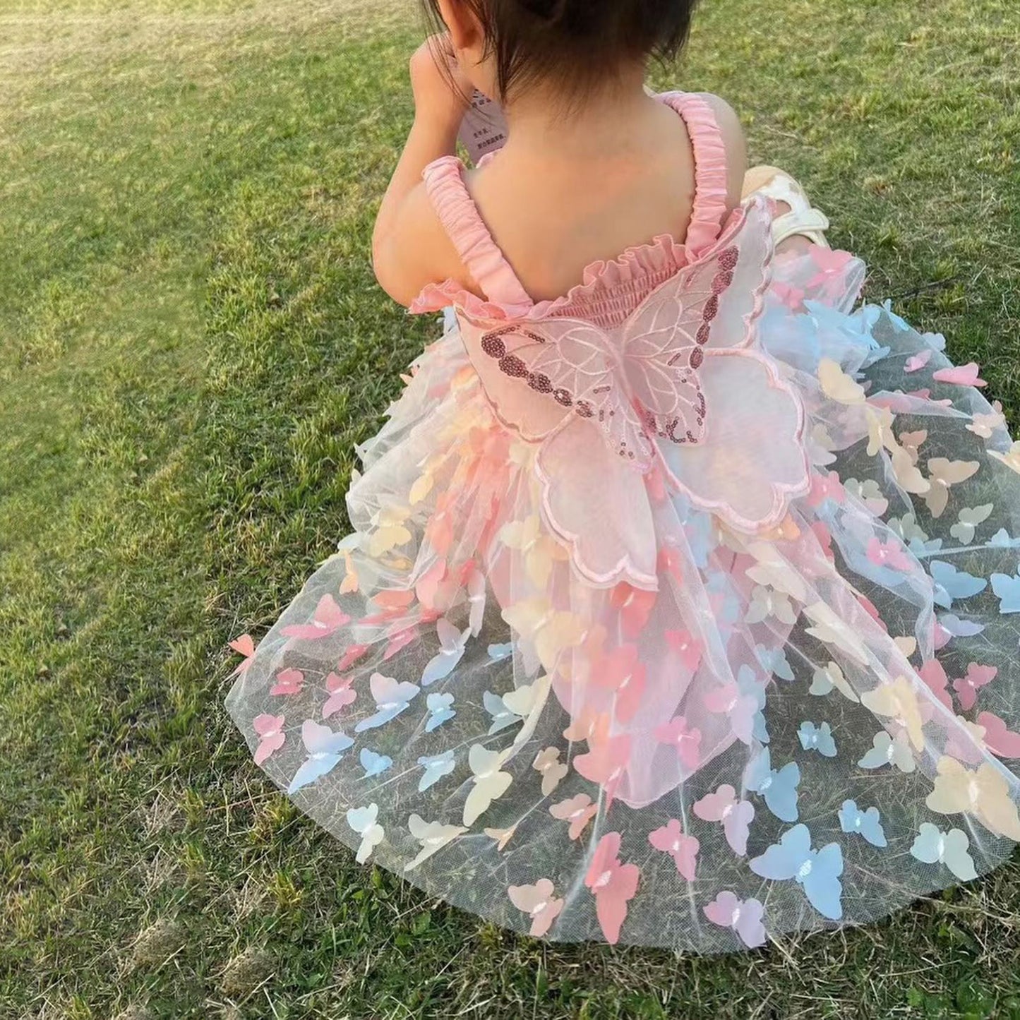 3D butterfly baby dress rainbow