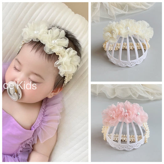 Headband with 3 flowers 2 color