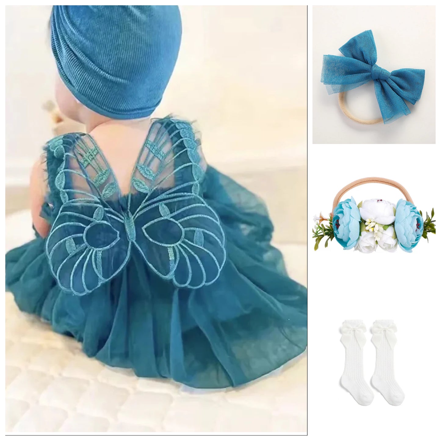 Butterfly Multi layered Tutu dress blue