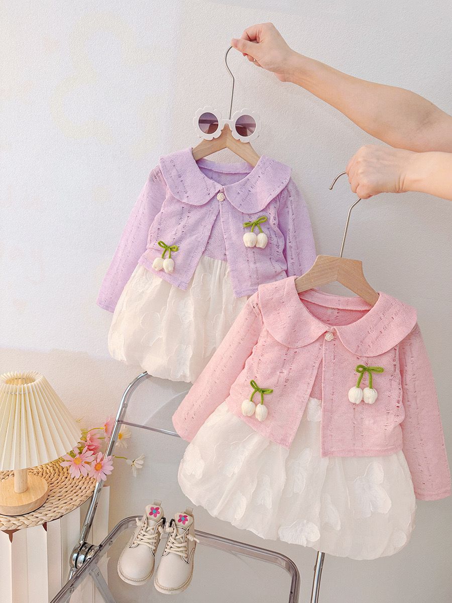 Set of 2 pcs sweet long sleeve Jacket + tulle dress