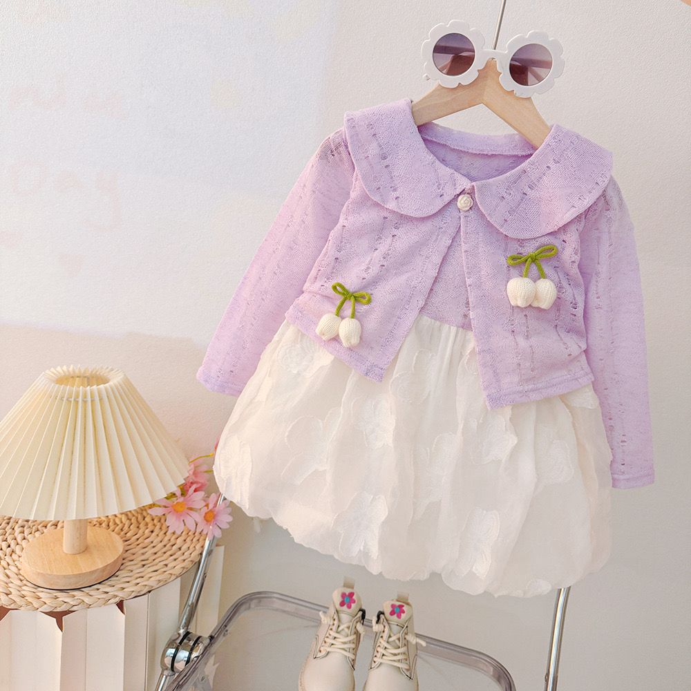 Set of 2 pcs sweet long sleeve Jacket + tulle dress