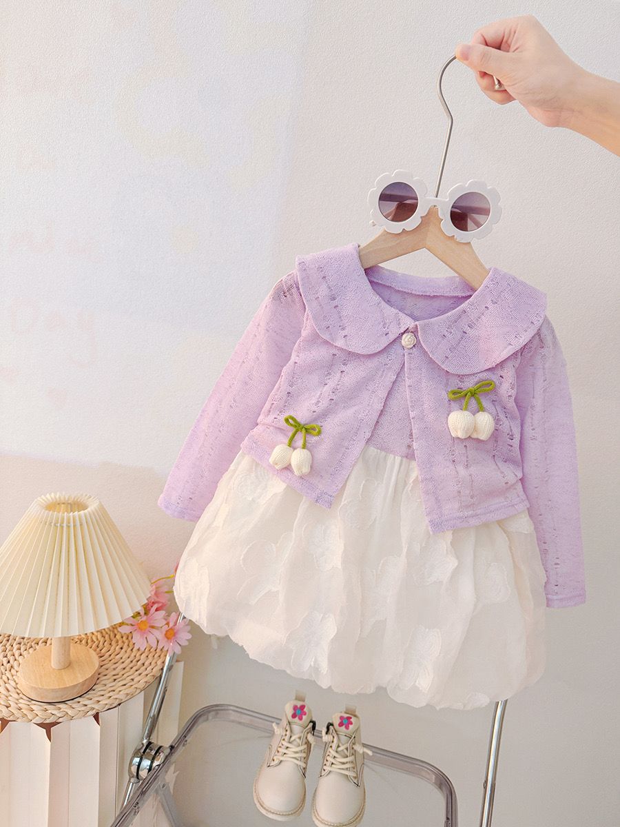 Set of 2 pcs sweet long sleeve Jacket + tulle dress