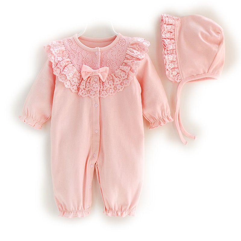 Baby long sleeve jumpsuit with hat 2color