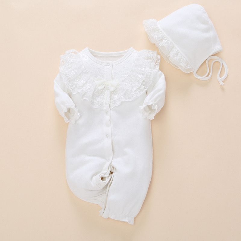 Baby long sleeve jumpsuit with hat 2color