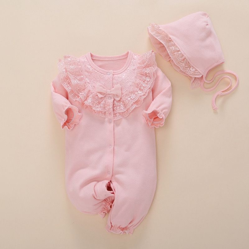 Baby long sleeve jumpsuit with hat 2color