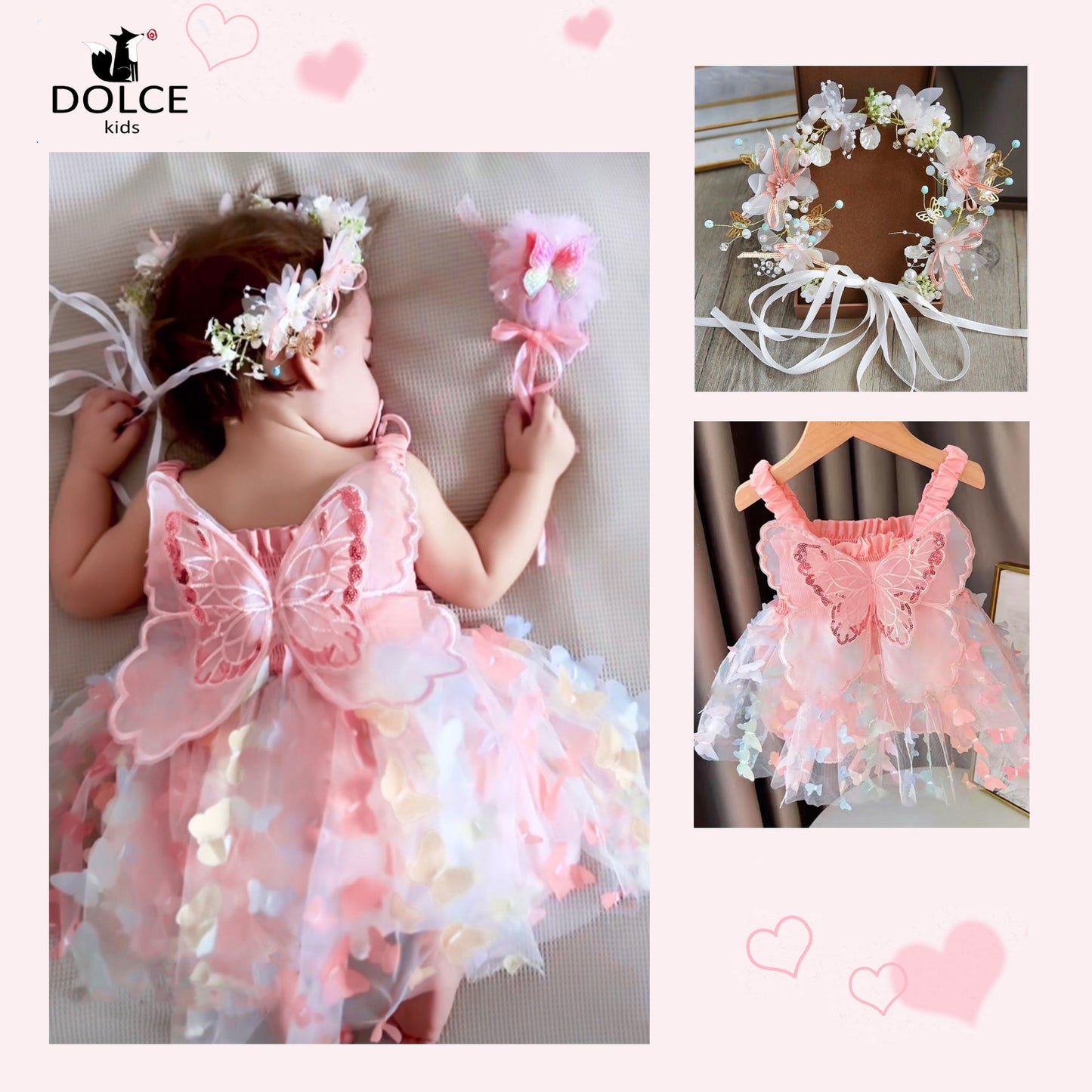 3D butterfly baby dress rainbow