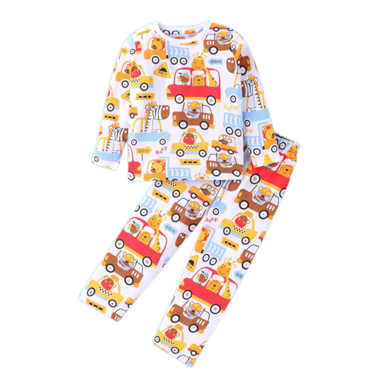 2pcs Pyjama set printed cars 100% cotton