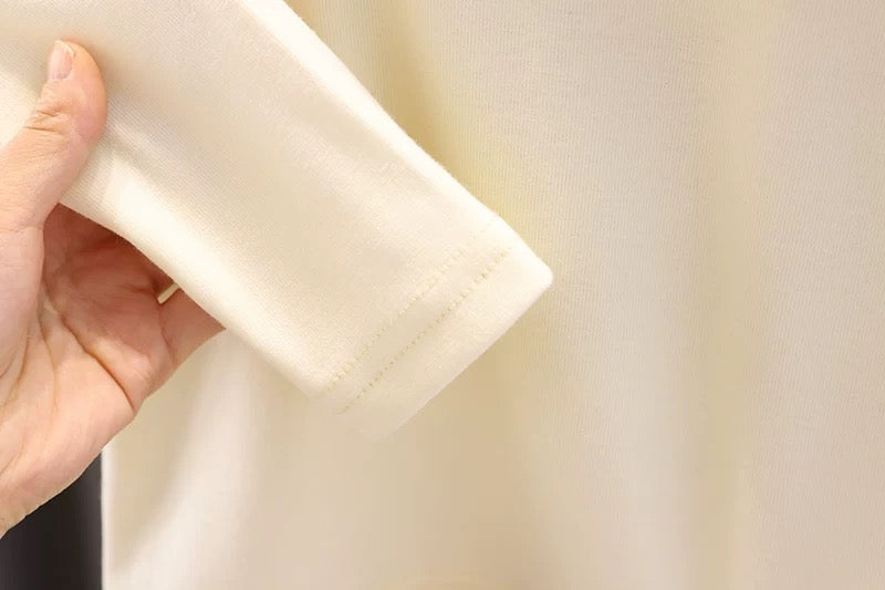 مجموعة من قطعتين تي شيرت بأكمام طويلة مع طوق دمية + فستان أرجواني