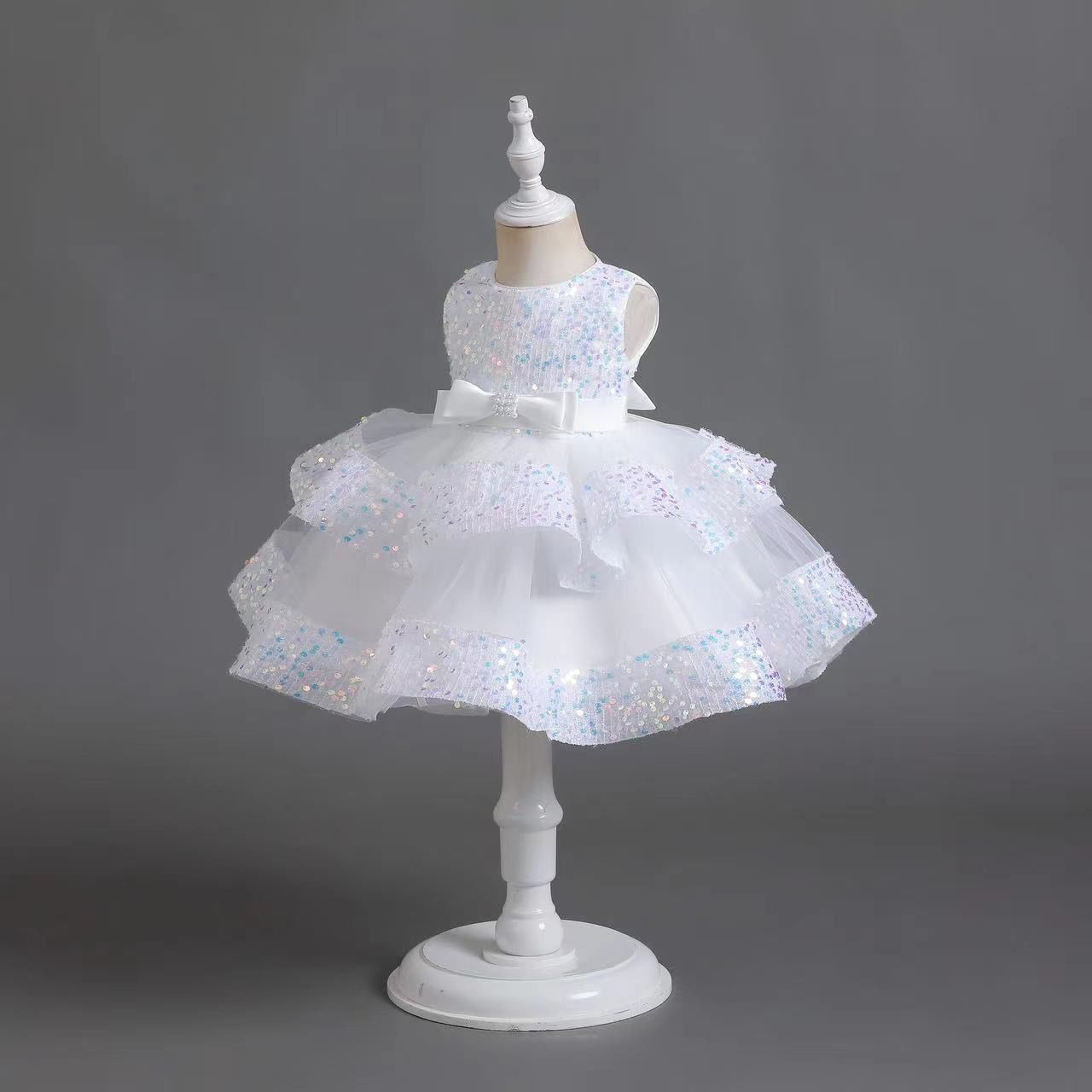 Girl princess dress with bow knot 3 color