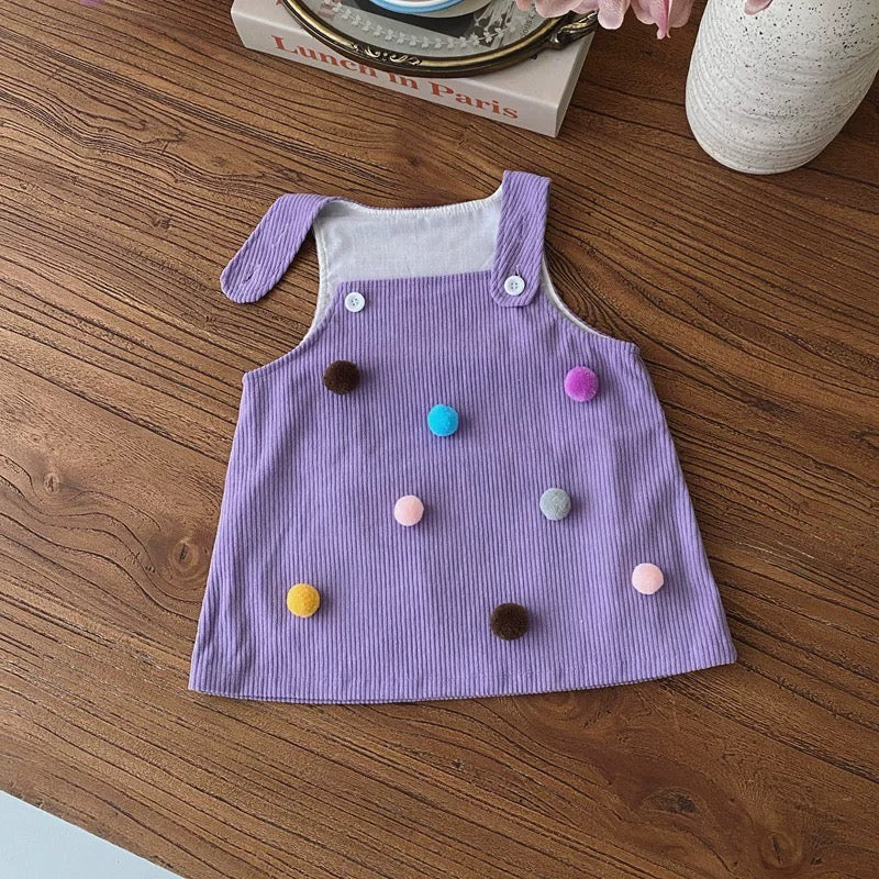 مجموعة من قطعتين تي شيرت بأكمام طويلة مع طوق دمية + فستان أرجواني