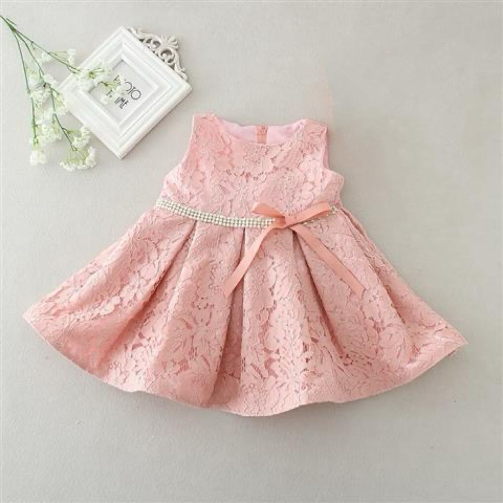 Pink dress with big removable bow knot + hat