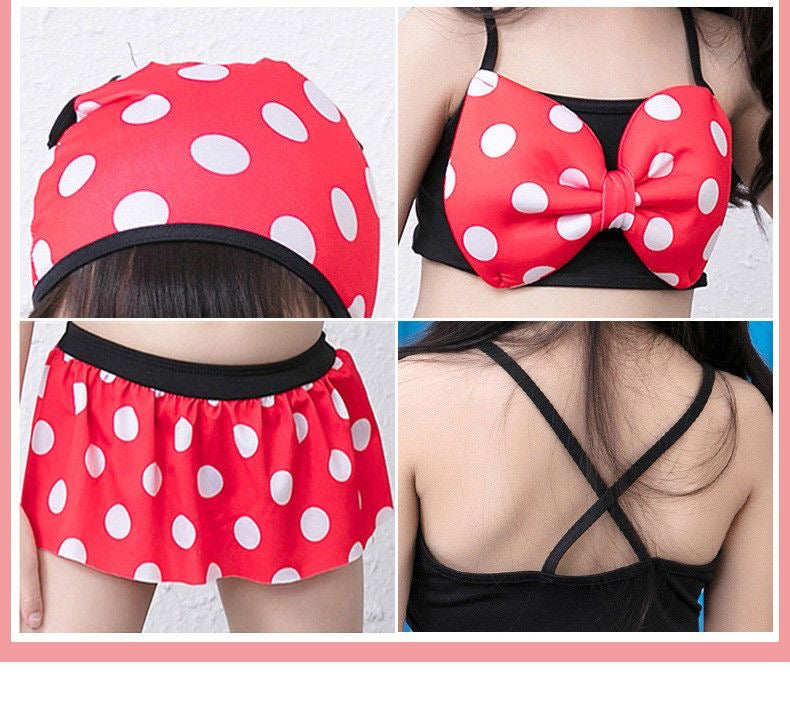 Minnie mouse 3 piece kids swimsuit set