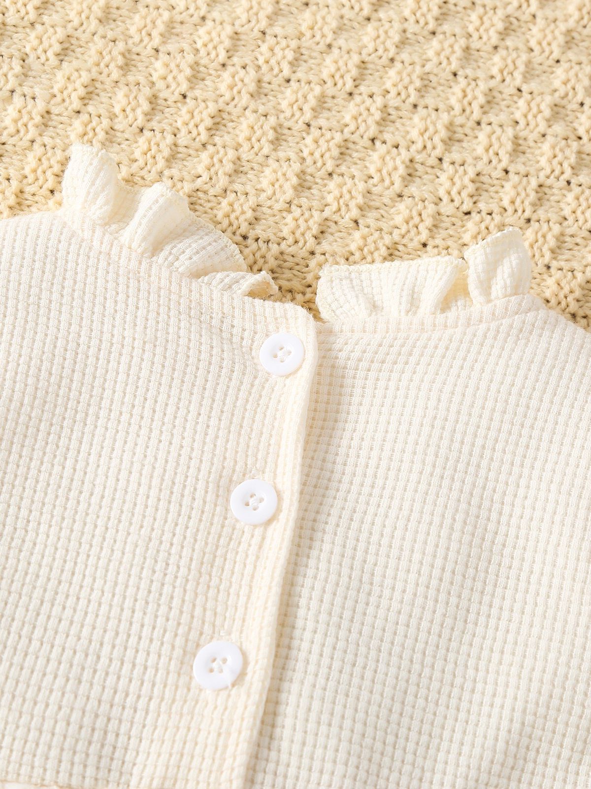 Short sleeve romper dress with 2 bow knots beige color