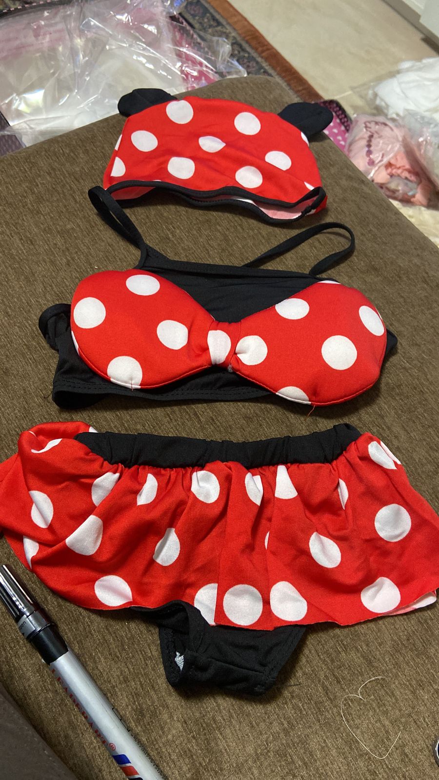 Minnie mouse 3 piece kids swimsuit set