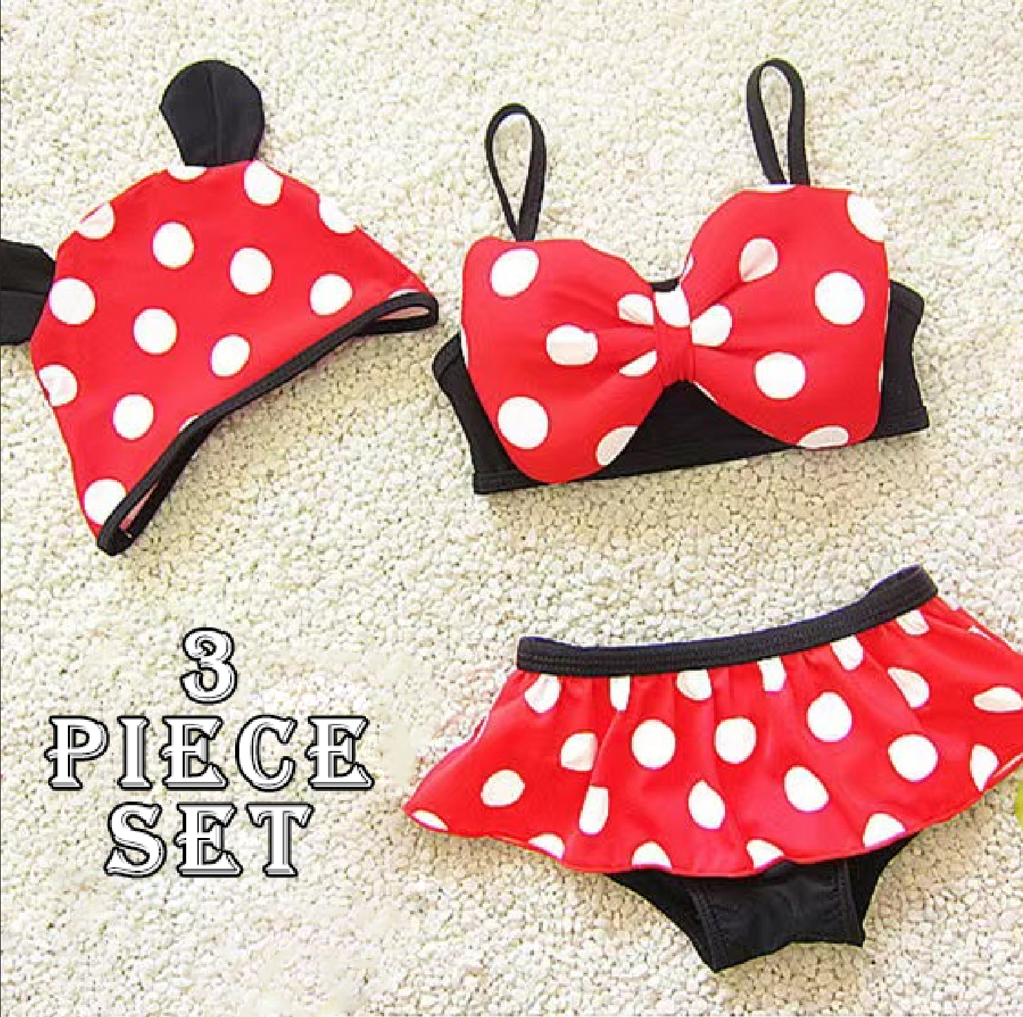 Minnie mouse 3 piece kids swimsuit set