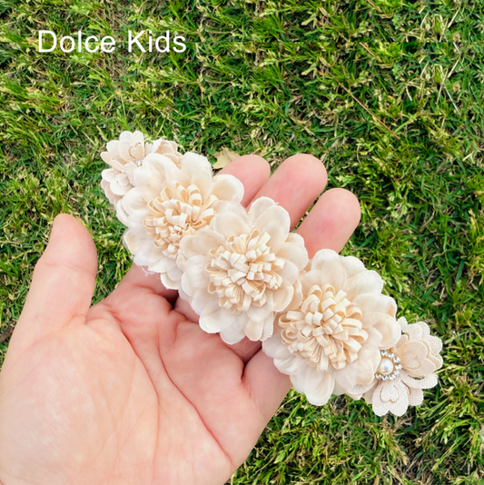beige flower nylon headband very soft