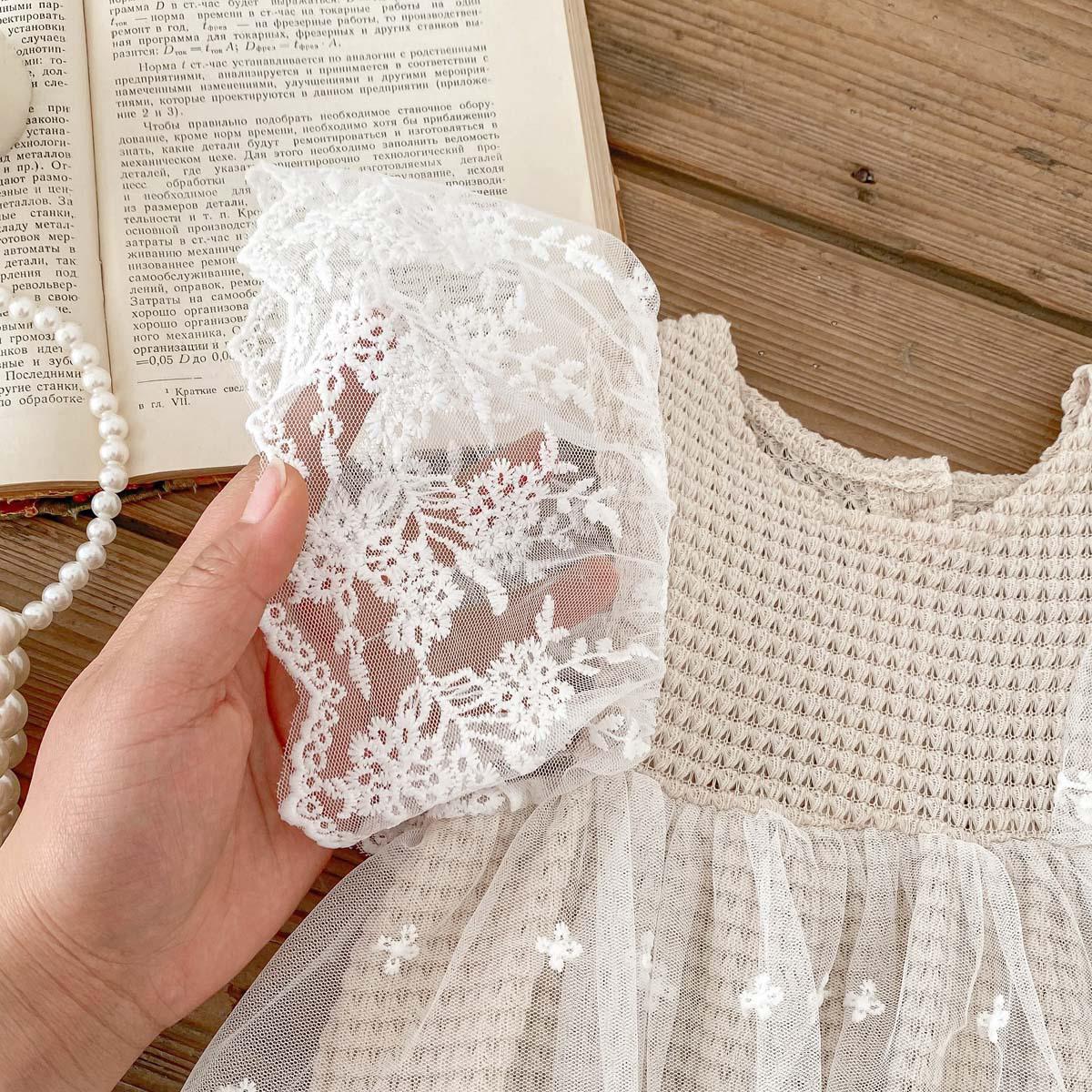 Baby Girl Lace Romper Dress Backless Boho Beige (Copy)